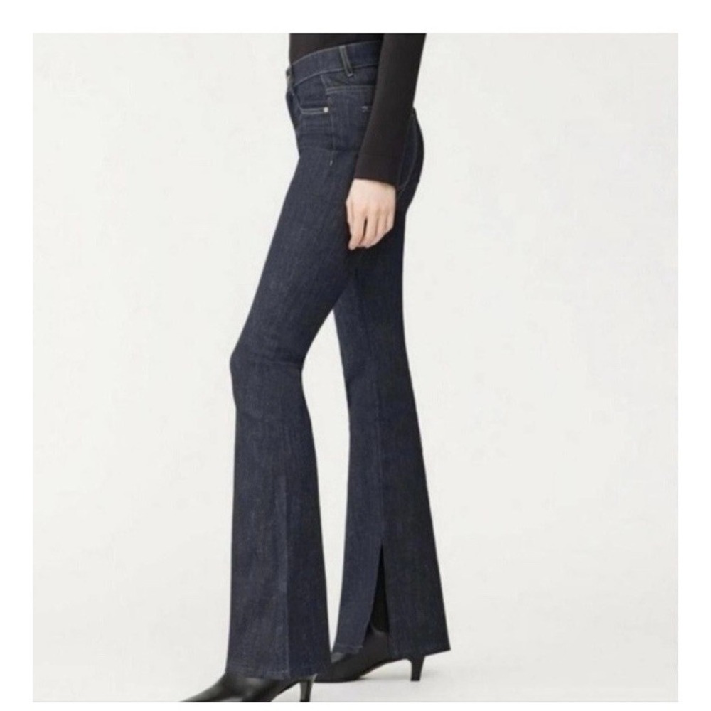 DL1961 Bridget Boot High Rise Instasculpt Sz 23 Slit Jeans Indigo Coated